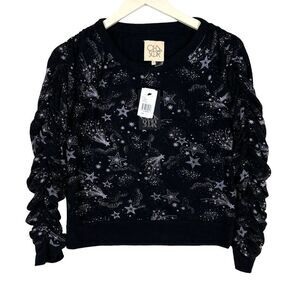 NWT Chaser Women’s Shirred Sleeve Pullover Sweatshirt – Black | Size S | MSRP $1
